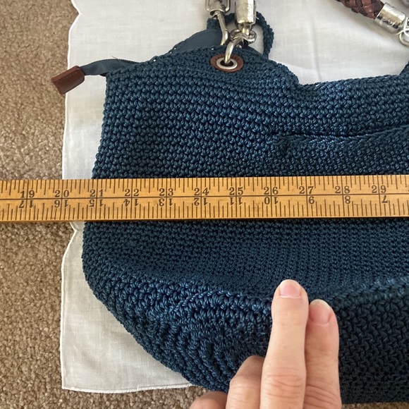 The Sak Indio navy blue crochet woven boho hobo bag excellent clean - Picture 9 of 12